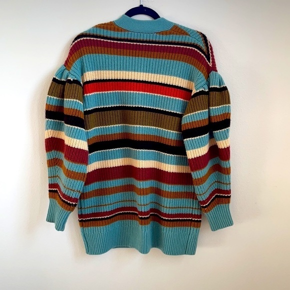 Ulla Johnson Teal striped Tillie ballon sleeve cardigan sweater S - Picture 11 of 11